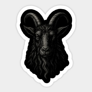 Black Goat Phillip Horned Beast Head Gothic Print Sticker